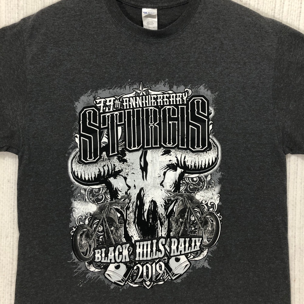 Sturgis 79th Anniversary Black Hills Rally 2019 T-Shirt Gildan Mens Large Grey
